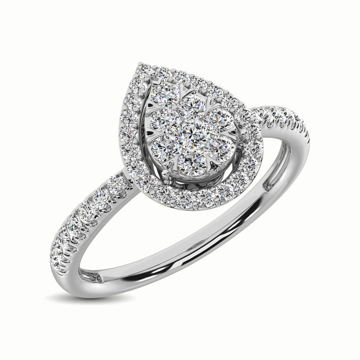 Cluster Pear Shape Halo 14K Rose Gold 0.40ctw Diamond Ring