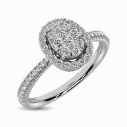 14K White Gold 1/3 Ctw Cluster Diamond Cushion Halo Engagement Ring
