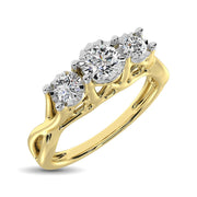 10K White Gold 1/5 Ct.Tw. Diamond Three Stone Ring