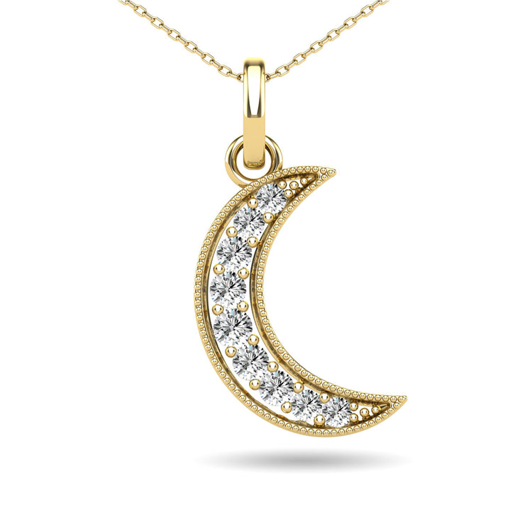 Diamond 1/10 Ct.Tw. Crescent Moon Pendant in 10K White Gold