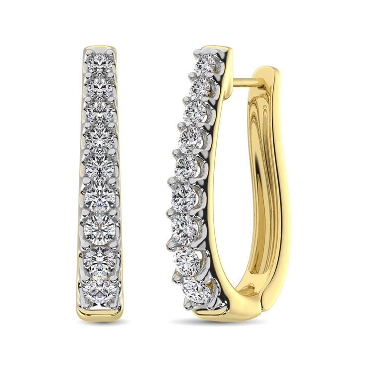 10K White Gold Diamond 1 Ct.Tw. Classic Hoop Earrings