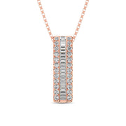 14K White Gold Round and Baguette Diamond 1/3 Ct.Tw. Drop Bar Pendant