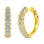 10K White Gold Diamond 1 Ct.Tw. Hoop Earrings