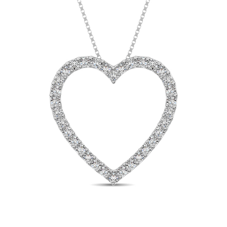 10K White Gold Diamond 1/2 Ct.Tw. Heart Pendant