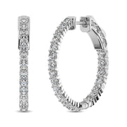 10K White Gold Diamond In and Out Hoop Earrings