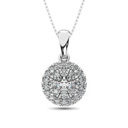 14k White Gold 0.61ctw Round Brilliant Cut Double Circle Diamond Pendant