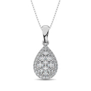 Sparkly 14K White Gold 0.60ctw Diamond Teardrop Pendant