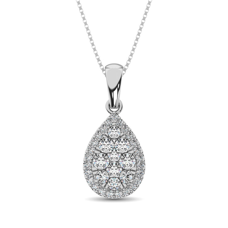 Sparkly 14K White Gold 0.60ctw Diamond Teardrop Pendant