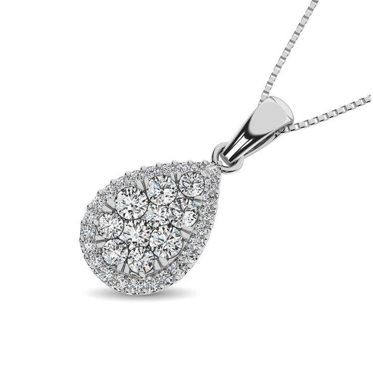 Sparkly 14K White Gold 0.60ctw Diamond Teardrop Pendant