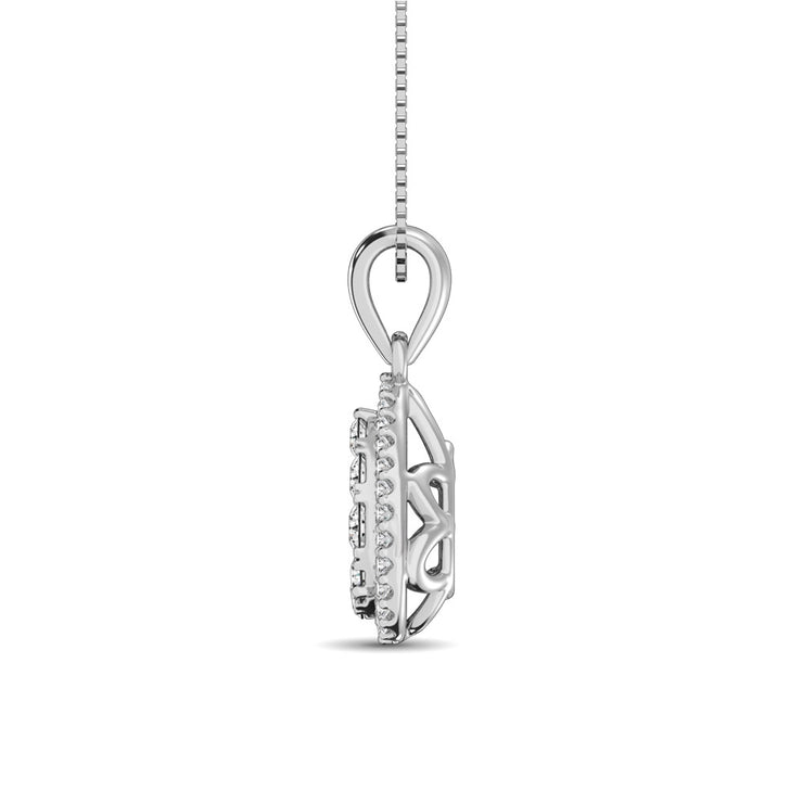 Sparkly 14K White Gold 0.60ctw Diamond Teardrop Pendant