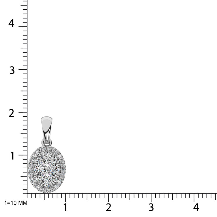 14k White Gold 0.63ctw Round Cut Oval Shape Diamond Fashion Necklace
