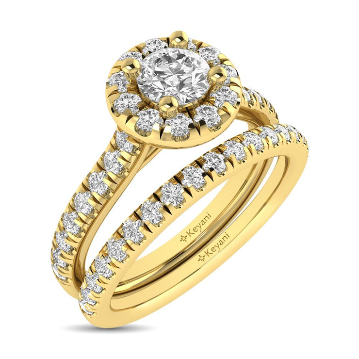 14KT WG 1ctw Diamond Keyani Variable Cuts Halo Engagement Ring