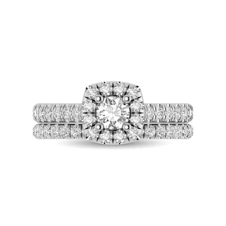 14KT WG 1ctw Diamond Keyani Variable Cuts Halo Engagement Ring