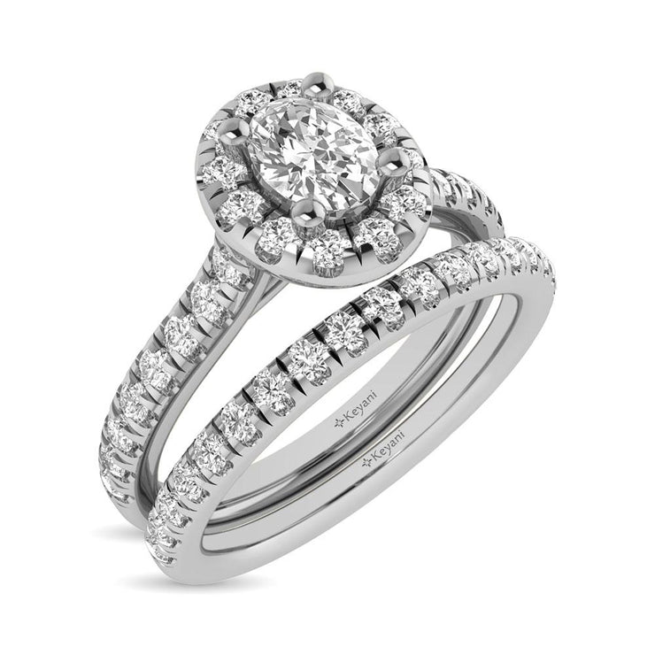 14KT WG 1ctw Diamond Keyani Variable Cuts Halo Engagement Ring