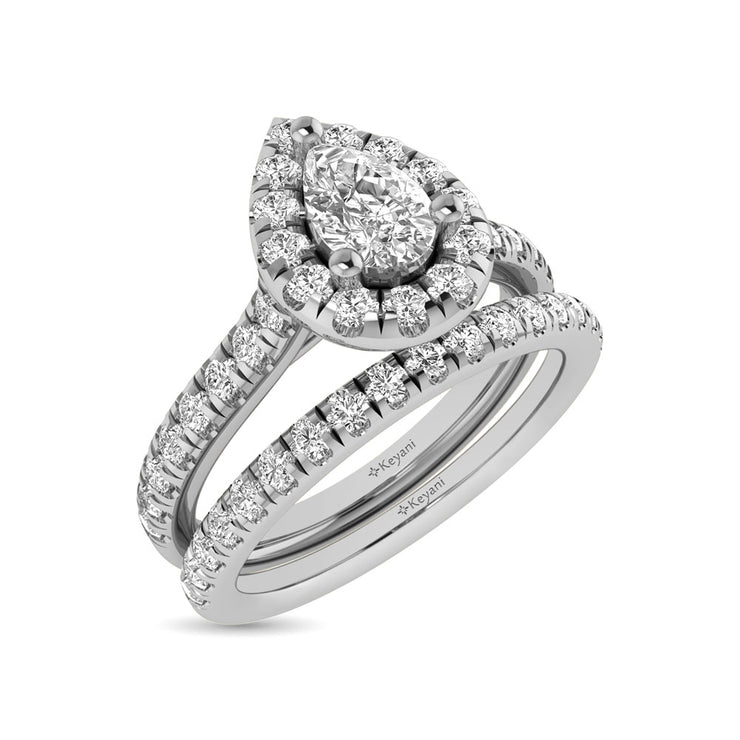 1.00ctw Pear Shape Halo Lucida Straight Shank Engagement Ring