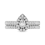 1.00ctw Pear Shape Halo Lucida Straight Shank Engagement Ring