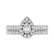 1.00ctw Pear Shape Halo Lucida Straight Shank Engagement Ring