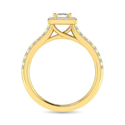 Diamond Classic Shank Single Halo Bridal Ring 1 ct tw Princess Cut in 14K Yellow Gold