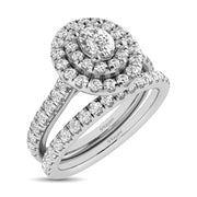 14KT White Gold 1.00ctw Variety of Diamond Cuts Double Halo Engagement Ring