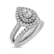 14KT White Gold 1.00ctw Variety of Diamond Cuts Double Halo Engagement Ring