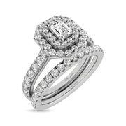 14KT White Gold 1.00ctw Variety of Diamond Cuts Double Halo Engagement Ring