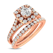 1ctw. Halo Split Shank Diamond Engagement Ring in different diamond cuts