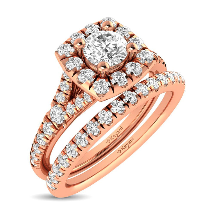 1ctw. Halo Split Shank Diamond Engagement Ring in different diamond cuts