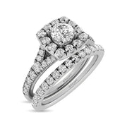 1ctw. Halo Split Shank Diamond Engagement Ring in different diamond cuts