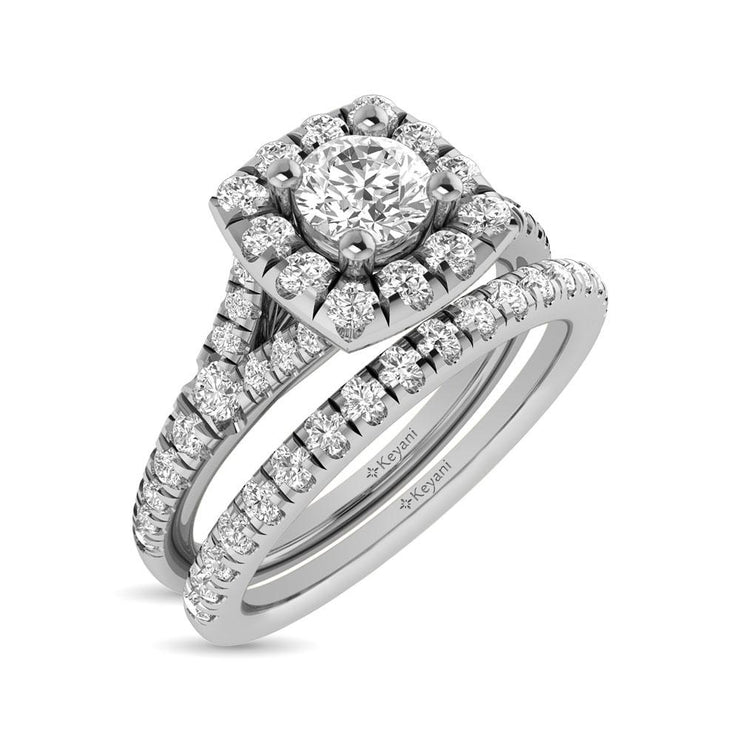 1ctw. Halo Split Shank Diamond Engagement Ring in different diamond cuts