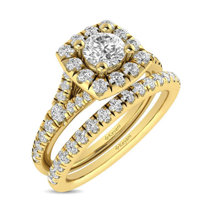 1ctw. Halo Split Shank Diamond Engagement Ring in different diamond cuts