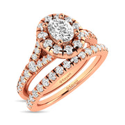 1ctw. Halo Split Shank Diamond Engagement Ring in different diamond cuts