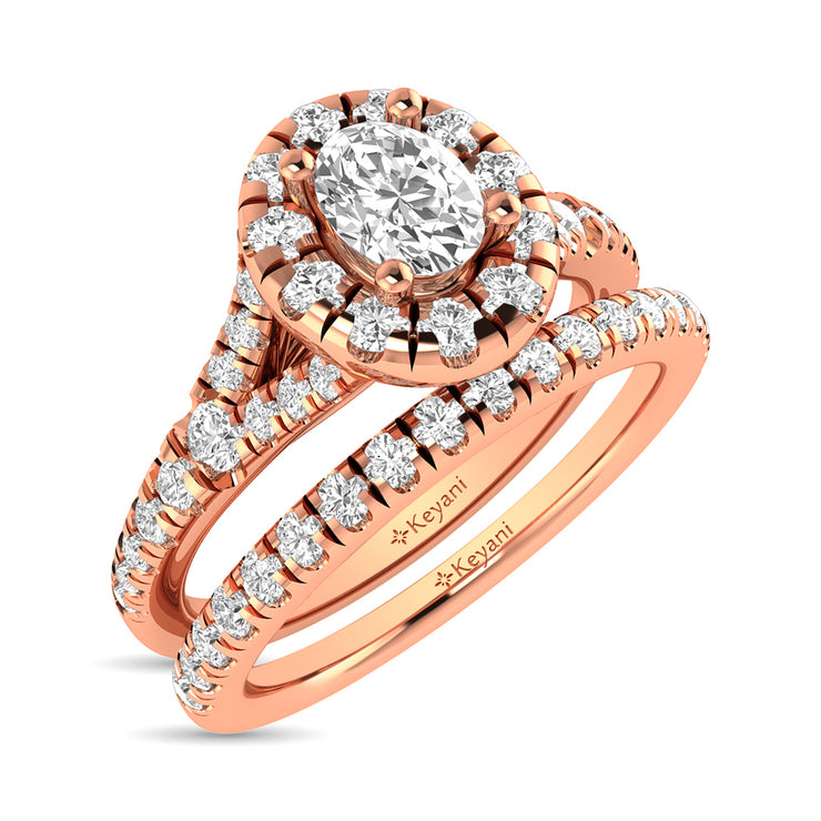 1ctw. Halo Split Shank Diamond Engagement Ring in different diamond cuts