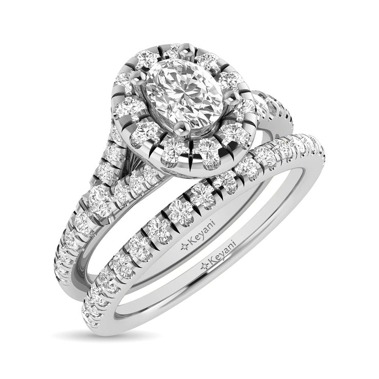 1ctw. Halo Split Shank Diamond Engagement Ring in different diamond cuts
