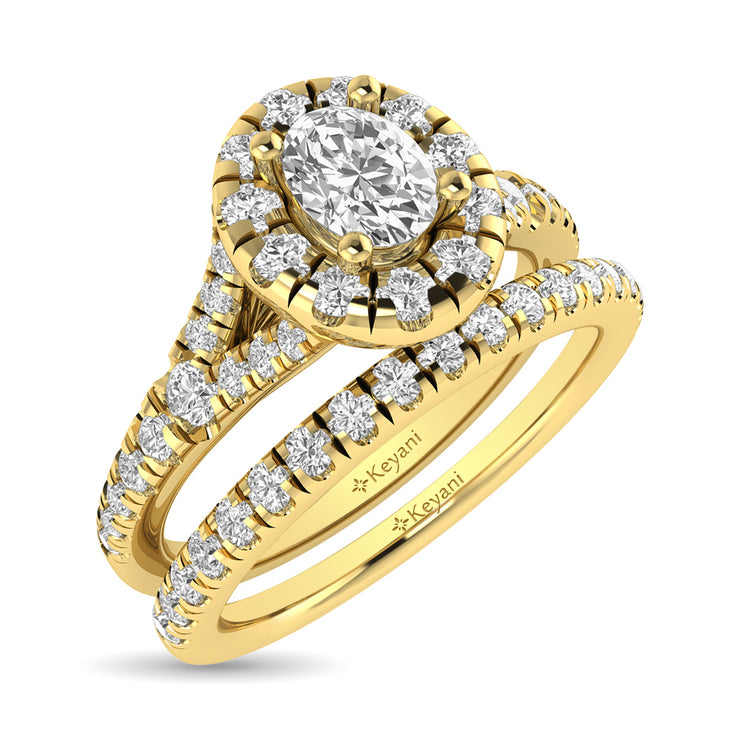 1ctw. Halo Split Shank Diamond Engagement Ring in different diamond cuts