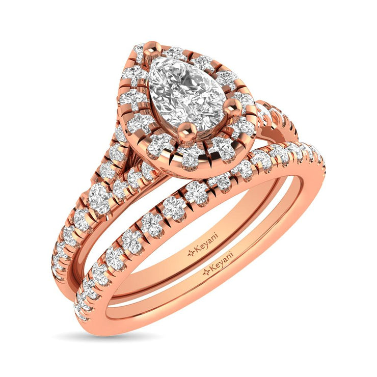 1ctw. Halo Split Shank Diamond Engagement Ring in different diamond cuts