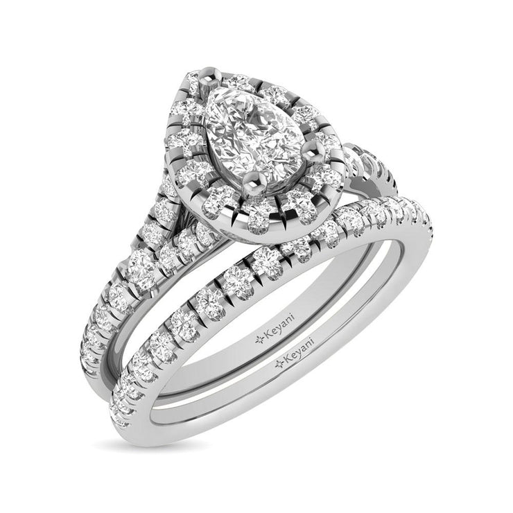 1ctw. Halo Split Shank Diamond Engagement Ring in different diamond cuts