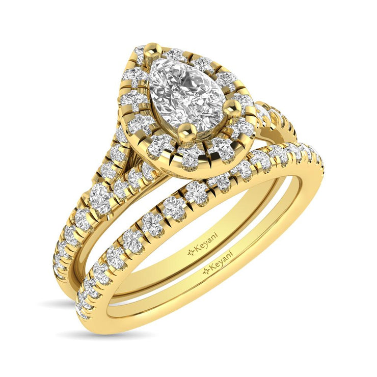 1ctw. Halo Split Shank Diamond Engagement Ring in different diamond cuts