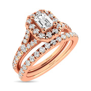 1ctw. Halo Split Shank Diamond Engagement Ring in different diamond cuts