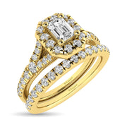 1ctw. Halo Split Shank Diamond Engagement Ring in different diamond cuts