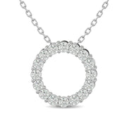 Diamond Open Circle Necklace 1/4 ct tw Round Cut in 10K White Gold