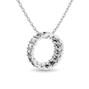 Diamond Open Circle Necklace 1/4 ct tw Round Cut in 10K White Gold