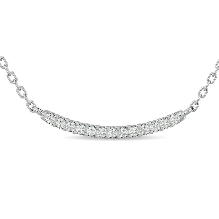 Luxurious Modern 0.14ctw Diamond Curve Bar Fashion Necklace