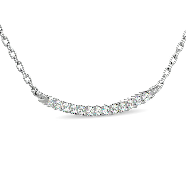 Luxurious Modern 0.14ctw Diamond Curve Bar Fashion Necklace