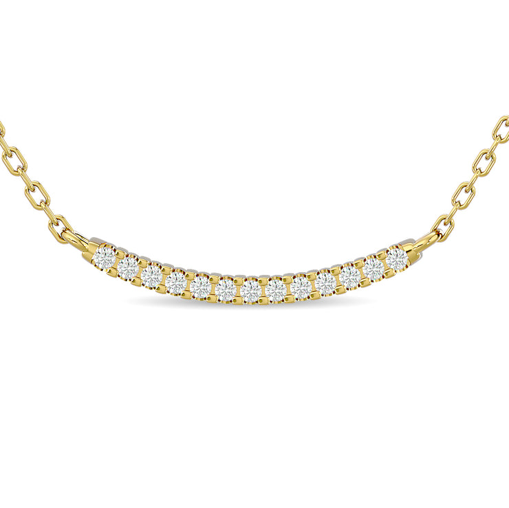 Luxurious Modern 0.14ctw Diamond Curve Bar Fashion Necklace