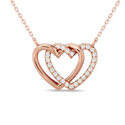 Diamond Duel Heart Fashion Necklace 1/8 ct tw in 10K Rose Gold