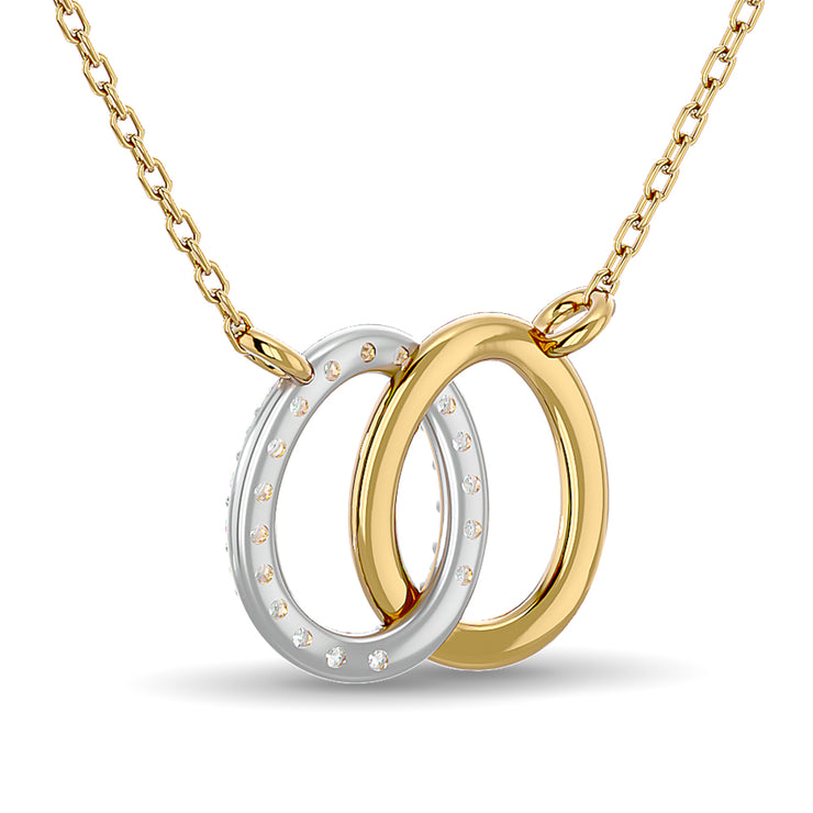 10K 0.17ctw 2-Tone Diamond Fancy Circle Of Life Necklace