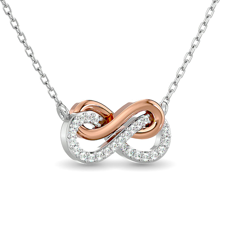 Two Tone Diamond Infinity Necklace 1/6 ct tw