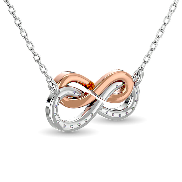 Two Tone Diamond Infinity Necklace 1/6 ct tw