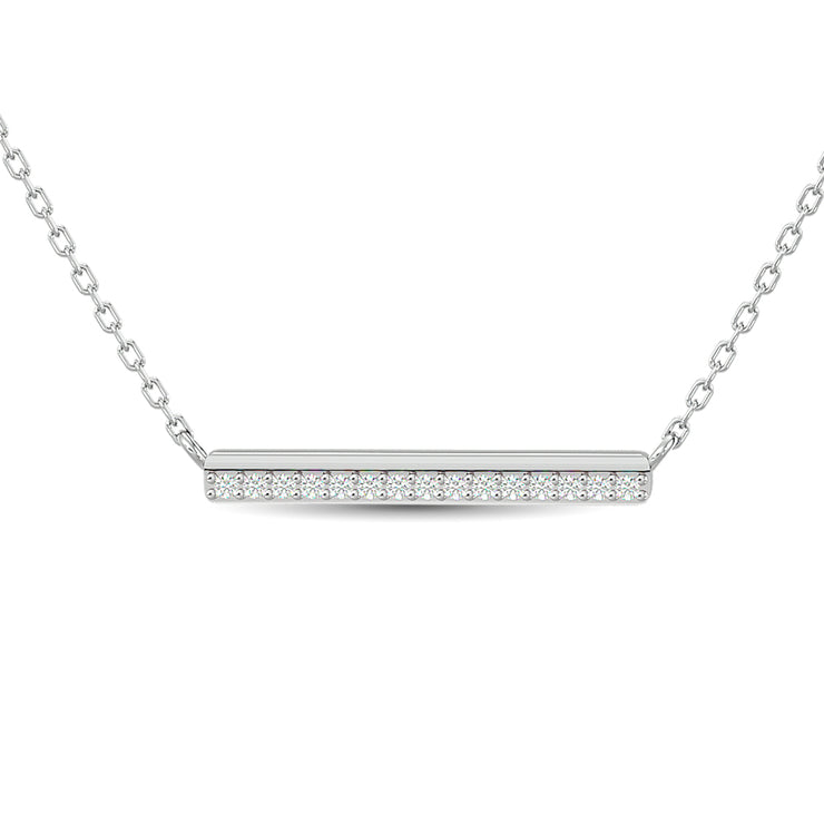 Diamond Round Cut Bar Fashion Necklace 1/6 ct tw in 10K White Gold