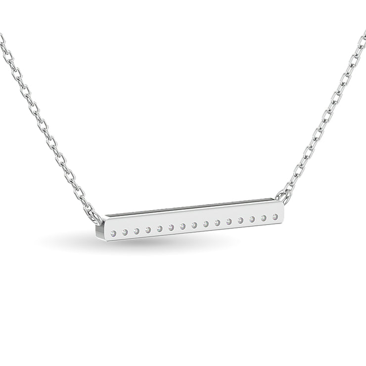 Diamond Round Cut Bar Fashion Necklace 1/6 ct tw in 10K White Gold
